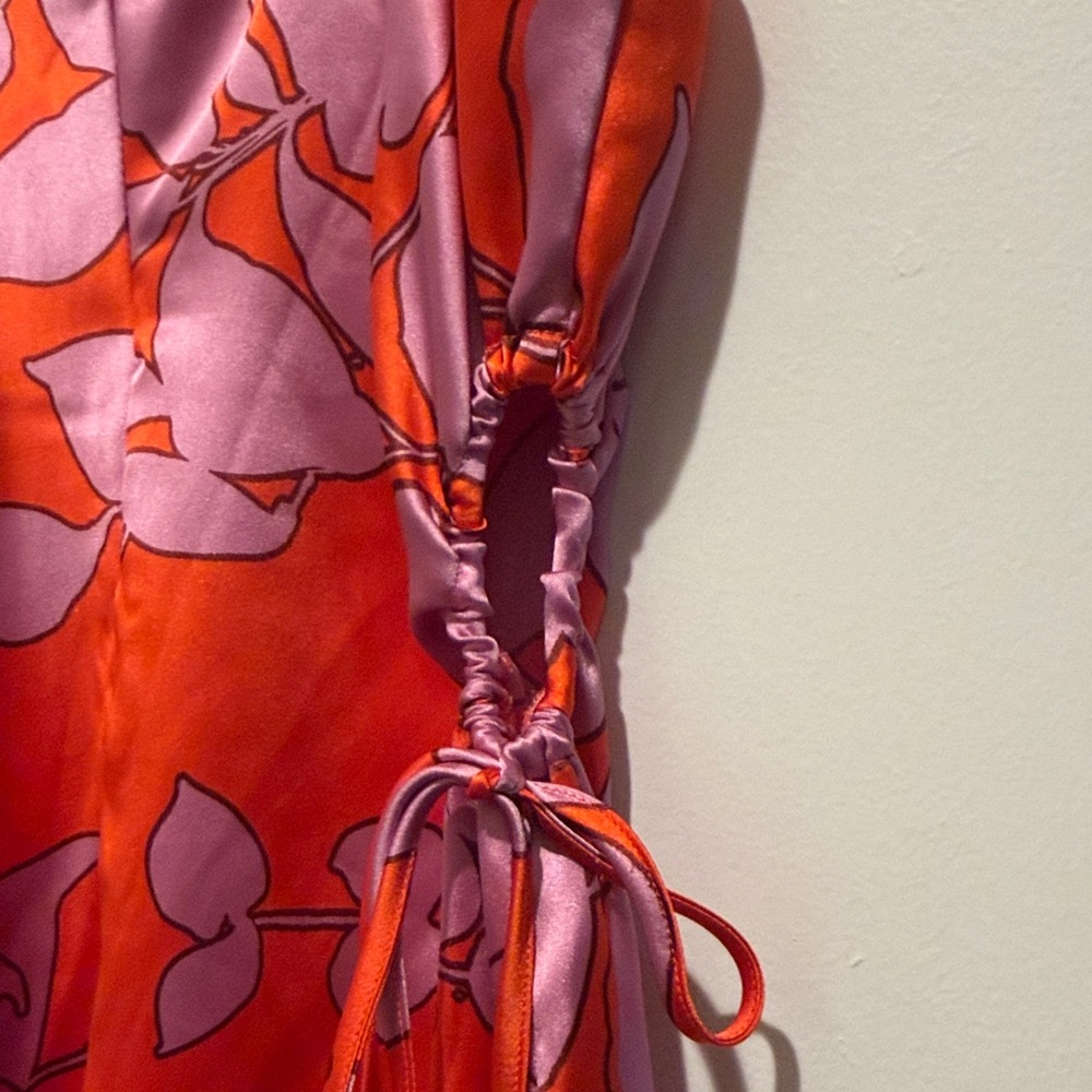 Christian Lacroix Orange and Pink Floral Midi Slip Dress - Picture 4 of 5